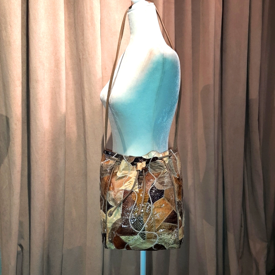 Vintage Snakeskin Drawstring Bag